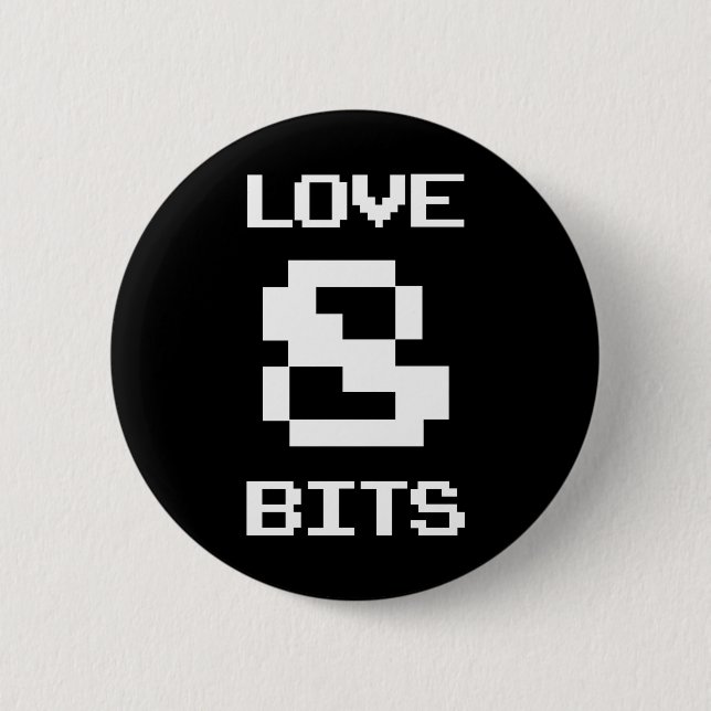 Chapa Redonda De 5 Cm Love 8 Bits (Anverso)