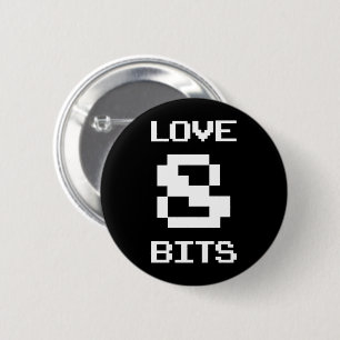Chapa Redonda De 5 Cm Love 8 Bits