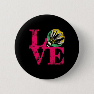 Chapa Redonda De 5 Cm Love Badminton - Baraja Badminton de color vintage