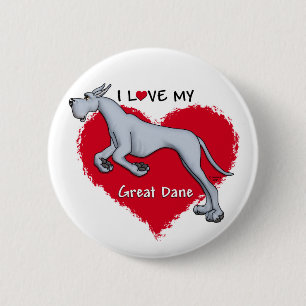 Chapa Redonda De 5 Cm Love Blue Great Dane