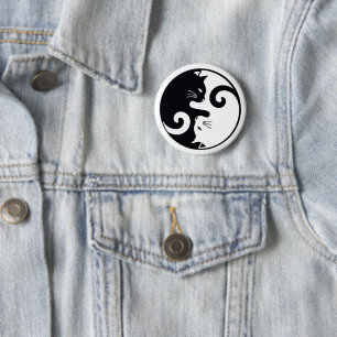 Chapa Redonda De 5 Cm Love Cats Ying Yang
