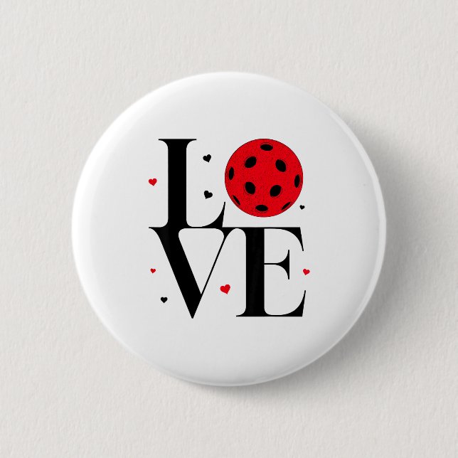 Chapa Redonda De 5 Cm Love Ckleball Valentines Day Cute Red Heart  (Anverso)