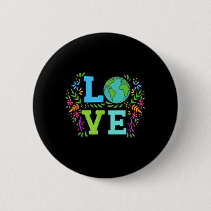 Chapa Redonda De 5 Cm Love Earth Save the Planet Vintage Floral Earth Da