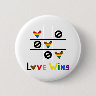 Chapa Redonda De 5 Cm Love Is Love Tic Tac Toe Rainbow Pride Flag LGBTQ+