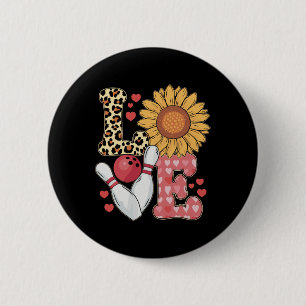 Chapa Redonda De 5 Cm Love Leopard Sunflower Bowling Valentine P