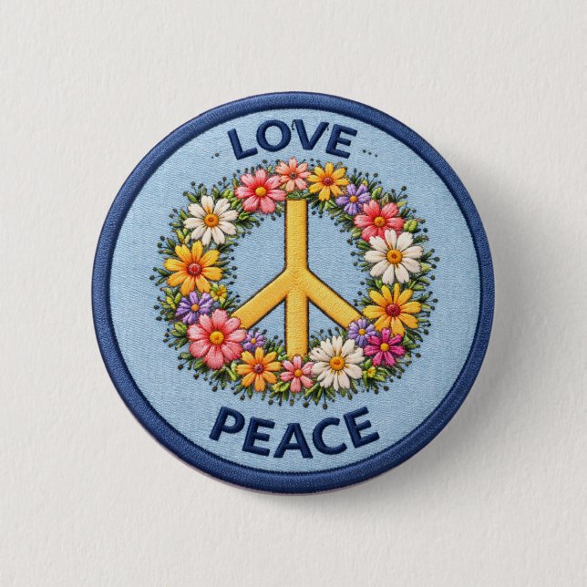 Chapa Redonda De 5 Cm Love Peace (Anverso)