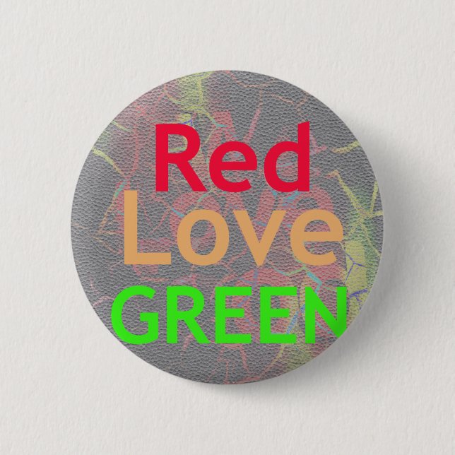 CHAPA REDONDA DE 5 CM LOVE RED GOLDEN GREEN (Anverso)