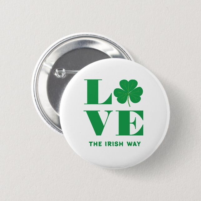 Chapa Redonda De 5 Cm Love Shamrock Clover Personalizado irlandés Textos (Anverso y reverso)