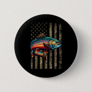 Chapa Redonda De 5 Cm Lubina Trucha Americana Divertida Con Peces De Ban