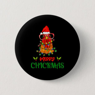 Chapa Redonda De 5 Cm Luces de Adorno Feliz Polli Navidad Granjero de Po