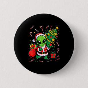 Chapa Redonda De 5 Cm Luces de árbol de Navidad alienígena Xmas Alien di