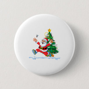 Chapa Redonda De 5 Cm Luces de árbol de Navidad de bádminton de Santa ho