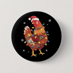 Chapa Redonda De 5 Cm Luces de árbol de Navidad de granja de pollo Santa