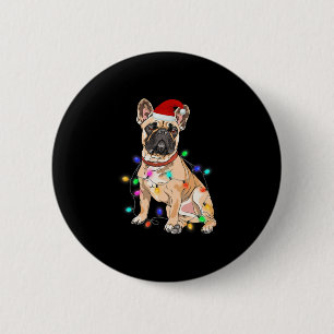 Chapa Redonda De 5 Cm Luces de árbol de navidad de perro de Bulldog fran