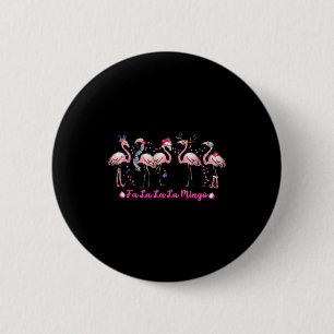 Chapa Redonda De 5 Cm Luces de árbol de Navidad Fa La La Mingo Flamingo