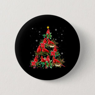 Chapa Redonda De 5 Cm Luces De árbol De Navidad Vintage Cardinal Birds D