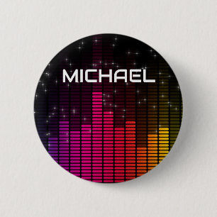 Chapa Redonda De 5 Cm Luces de Disco Ecualizador Música Volumen Personal