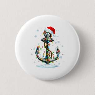 Chapa Redonda De 5 Cm Luces de Navidad de Ancla Náutica Marinero 