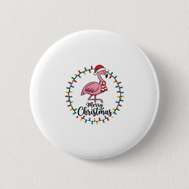 Chapa Redonda De 5 Cm Luces de Navidad de Flamenco Fiesta (Anverso)