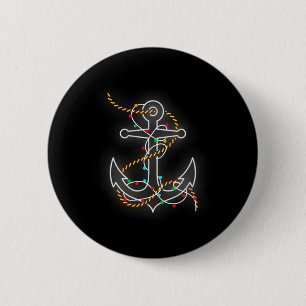 Chapa Redonda De 5 Cm Luces de Navidad en barco ancla Santa barco de vel