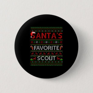 Chapa Redonda De 5 Cm Luces de Navidad feas Santa Claus Scout favorito N