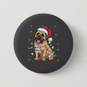 Chapa Redonda De 5 Cm Luces de Navidad para árbol de perro Bullmastiff P