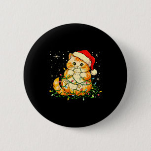 Chapa Redonda De 5 Cm Luces de Navidad para Gatos Gorro de Santa Navidad