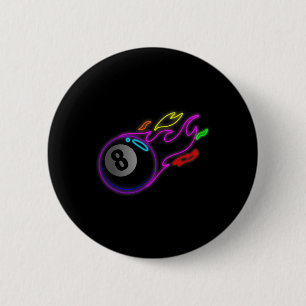 Chapa Redonda De 5 Cm Luces De Neón Coloridas Ocho Ball Billiards Pool M