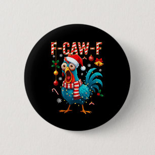 Chapa Redonda De 5 Cm Luces divertidas de Navidad de pollo F-caw-f Santa