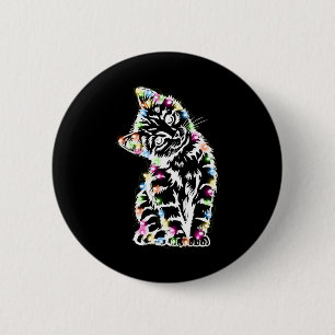Chapa Redonda De 5 Cm Luces Divertidas de Navidad para Gatos Amantes de
