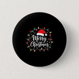 Chapa Redonda De 5 Cm Luces Navideñas Sombrero Santa Rojo Navidad Famili
