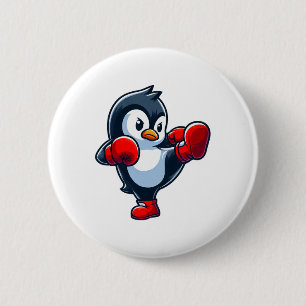 Chapa Redonda De 5 Cm Luchador de boxeo pingüino Personalizado de Guay