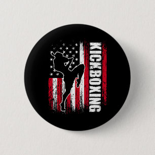 Chapa Redonda De 5 Cm Luchador de Kickboxing de la bandera estadounidens