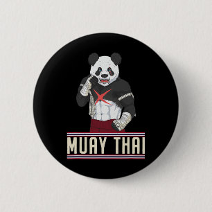 Chapa Redonda De 5 Cm Luchador de Kickboxing de Muay Thai Panda