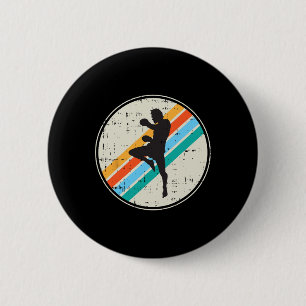 Chapa Redonda De 5 Cm Luchador de Kickboxing Silueta Retro Artes Marcial