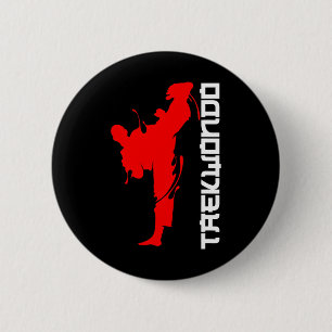 Chapa Redonda De 5 Cm Luchador de Taekwondo Patadas de Cabeza Gratuitas