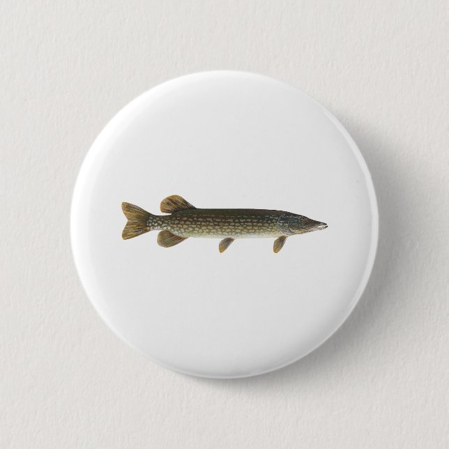 Chapa Redonda De 5 Cm Lucio europeo (Anverso)