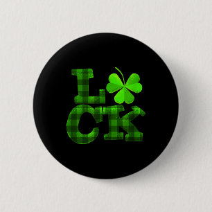 Chapa Redonda De 5 Cm Luck Clover Shamrock Green Plaid Lucky St Patrics