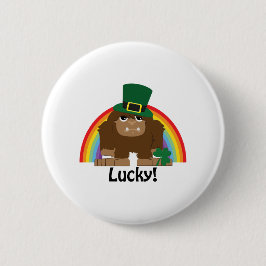 Chapa Redonda De 5 Cm Lucky Bigfoot Leprechaun