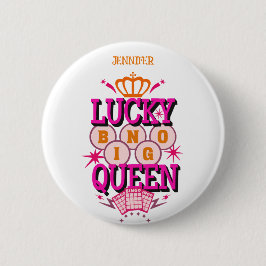 Chapa Redonda De 5 Cm Lucky Bingo Queen /editable nombre