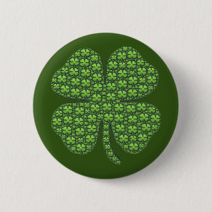 Chapa Redonda De 5 Cm Lucky Irish Clover Dark Green