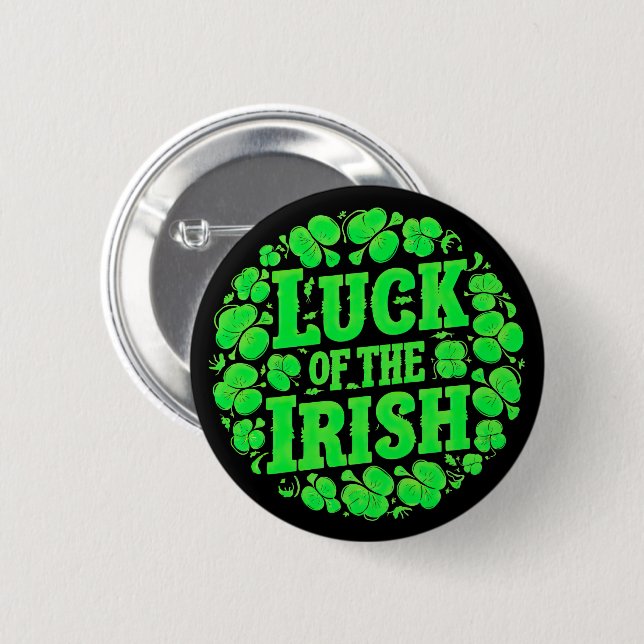 Chapa Redonda De 5 Cm Lucky Irish Clovers (Anverso y reverso)