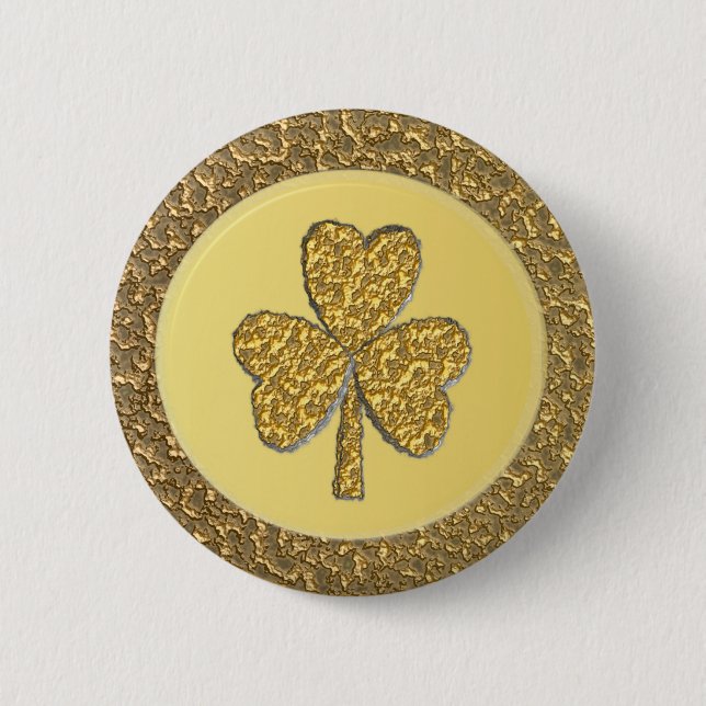 Chapa Redonda De 5 Cm Lucky Irish Shamrock Gold Coin (Anverso)