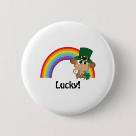Chapa Redonda De 5 Cm Lucky Monkey Leprechaun