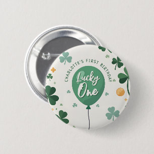 Chapa Redonda De 5 Cm Lucky One cumpleaños St Patricks Day Trébol