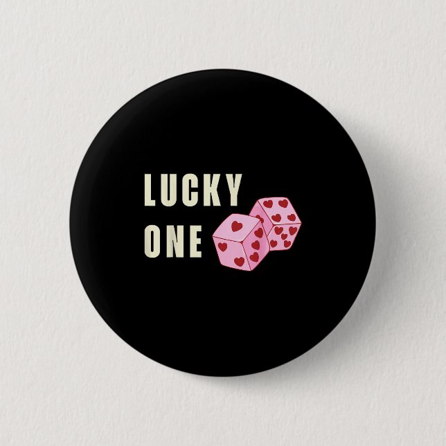 Chapa Redonda De 5 Cm Lucky One Heart Dice Couples Matching Valentines D (Anverso)