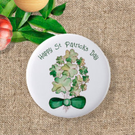 Chapa Redonda De 5 Cm Lucky Shamrock Clover Watercolor Art
