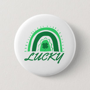 Chapa Redonda De 5 Cm Lucky Shamrock Rainbow