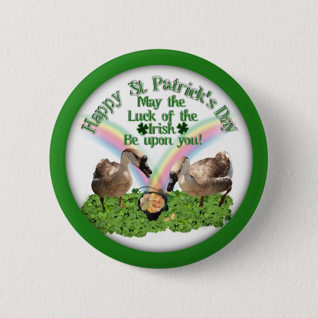 Chapa Redonda De 5 Cm Lucky St. Patrick's Day Geese (Anverso)