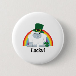 Chapa Redonda De 5 Cm Lucky Yeti Leprechaun